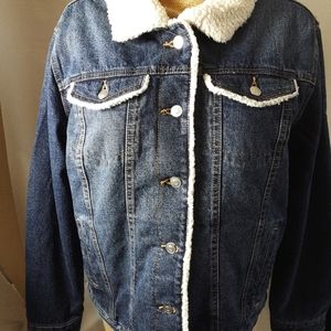 Women's new Sherpa lined jeans jacket large